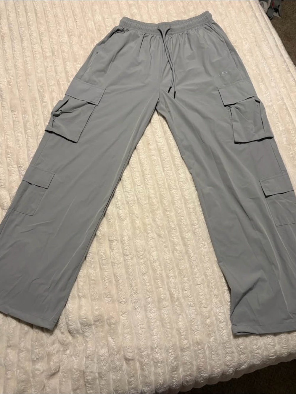 YoungLA Light Blue/Gray Cargo Pants with Drawstring Waist
